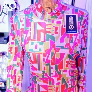 Vibrant Abstract Long Sleeve Mesh Tee